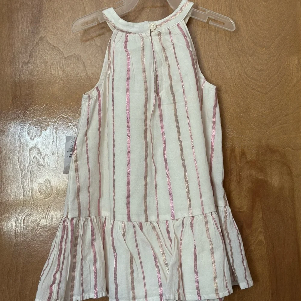 18-24 months tank metallic gold and pink stripped ivory dress